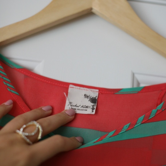 Rachel Kate mint and coral sheer open back top - Picture 3 of 5